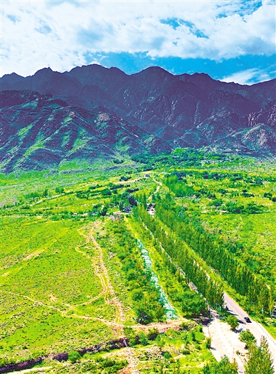     綠色——賀蘭山，寧夏的父親山。隨著近年來賀蘭山生態(tài)保衛(wèi)戰(zhàn)的打響，賀蘭山生態(tài)逐步恢復，是寧夏踐行“綠水青山就是金山銀山”理念的生動寫照。     本報記者 馬楠 攝